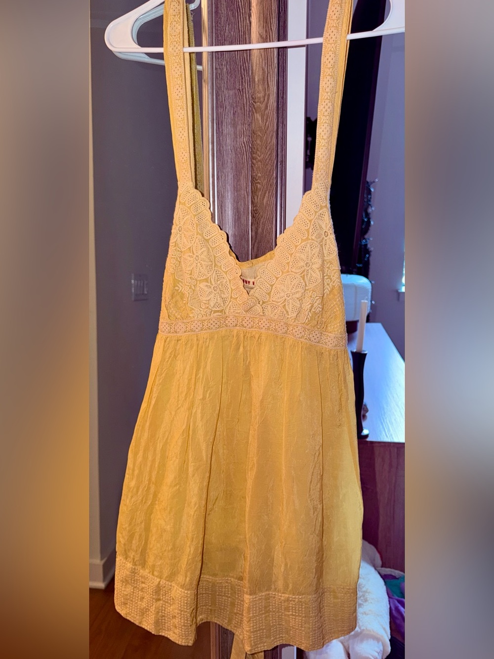 Johnny Was Yellow Lace-Detail Sleeveless Dress/Tunic